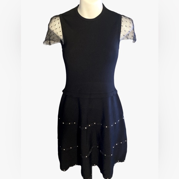 Red Valentino Black A-Line Dress with Mesh Sleeves - Picture 1 of 10